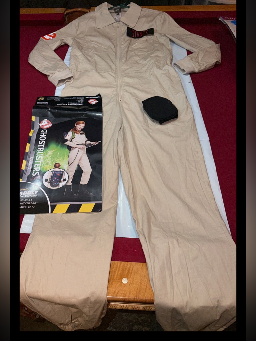 Ghostbusters Ray Stantz Costume Adult S, TAN Zip Up Jumpsuit Halloween Cosplay